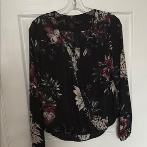Dynamite Black Floral Blouse with Relaxed Fit